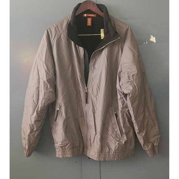 Harriton Men's Large Jacket Full Zip Charcoal Gray Soft Lining Zip Pockets - Picture 2 of 7